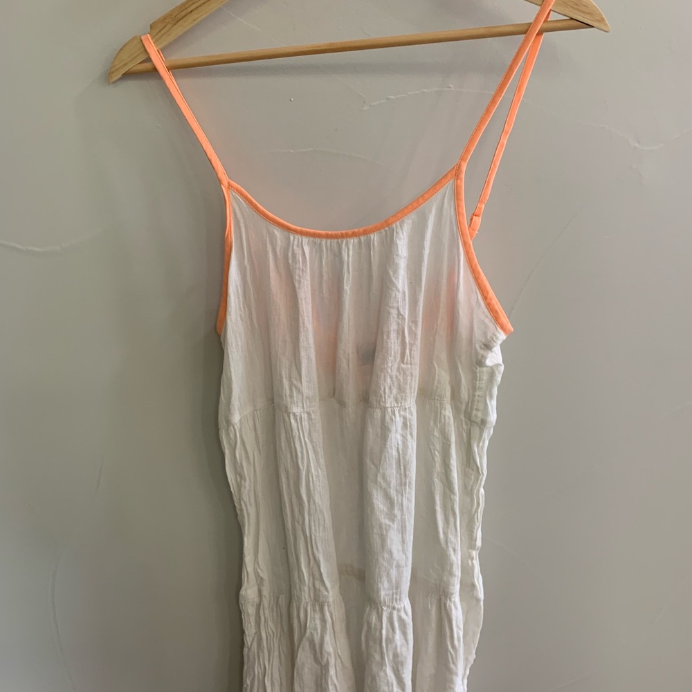 Aerie White and Orange Trim Dress